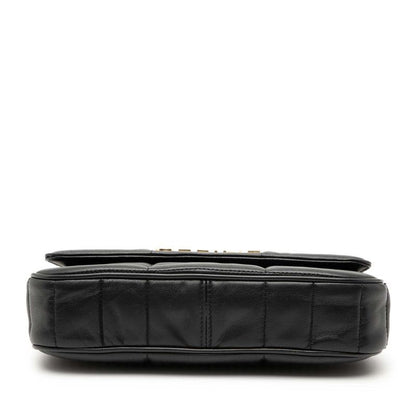 Celine Matelasse Monochrome Chain Shoulder Bag Black Leather