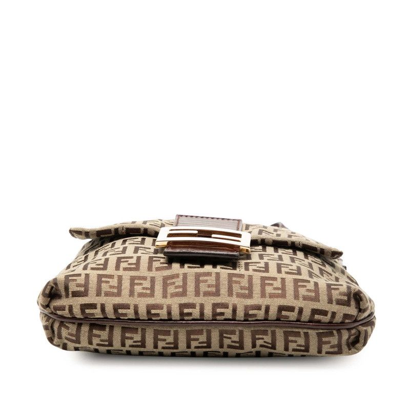 Fendi Zucchino Crossbody Shoulder Bag Brown Canvas Leather