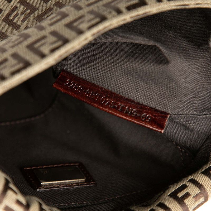 Fendi Zucchino Crossbody Shoulder Bag Brown Canvas Leather