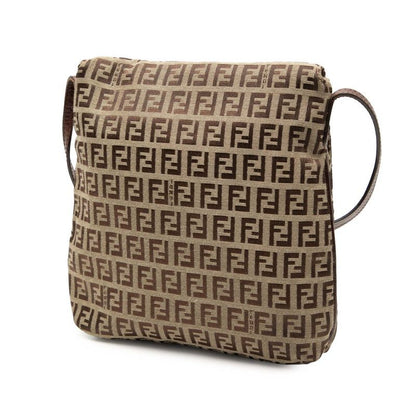 Fendi Zucchino Crossbody Shoulder Bag Brown Canvas Leather