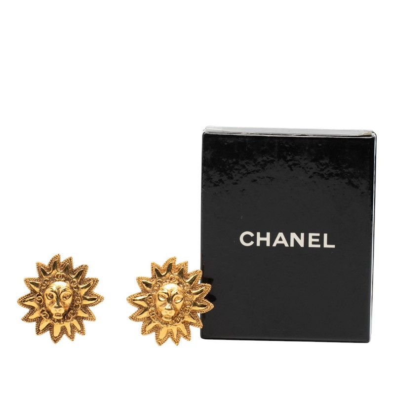 Chanel Vintage CC Logo Lion Motif Gold Plated