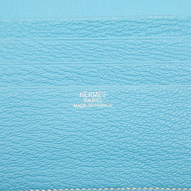 Hermes Evelyne Billfold Bifold Wallet Celeste Blue Chevre Misor