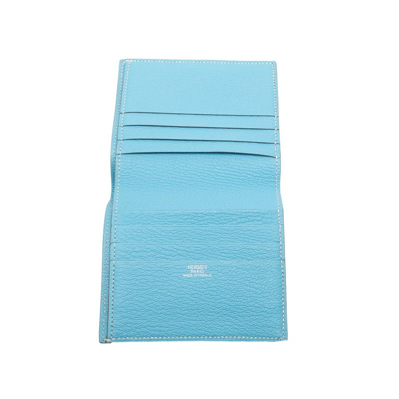 Hermes Evelyne Billfold Bifold Wallet Celeste Blue Chevre Misor