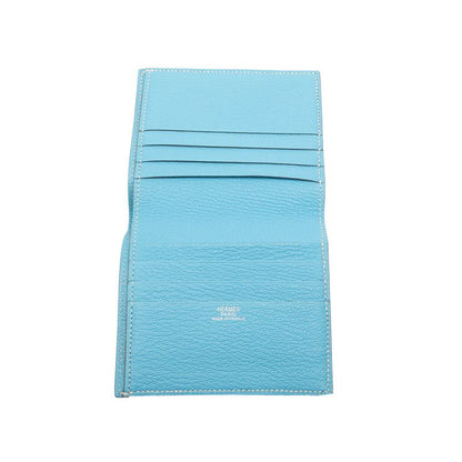 Hermes Evelyne Billfold Bifold Wallet Celeste Blue Chevre Misor