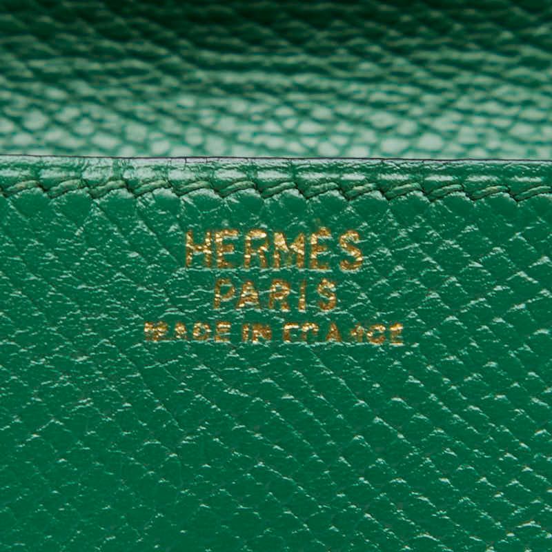 Hermes Levain Quatre Coin Purse Green Leather