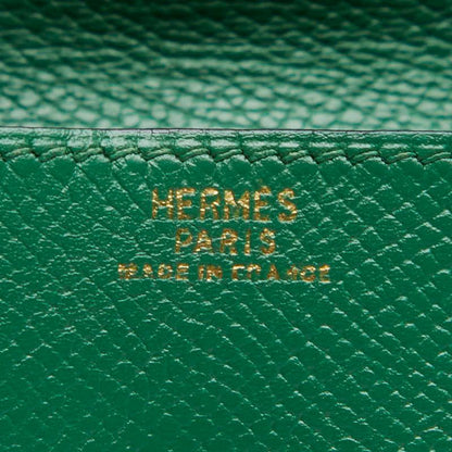 Hermes Levain Quatre Coin Purse Green Leather