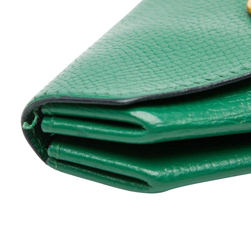 Hermes Levain Quatre Coin Purse Green Leather