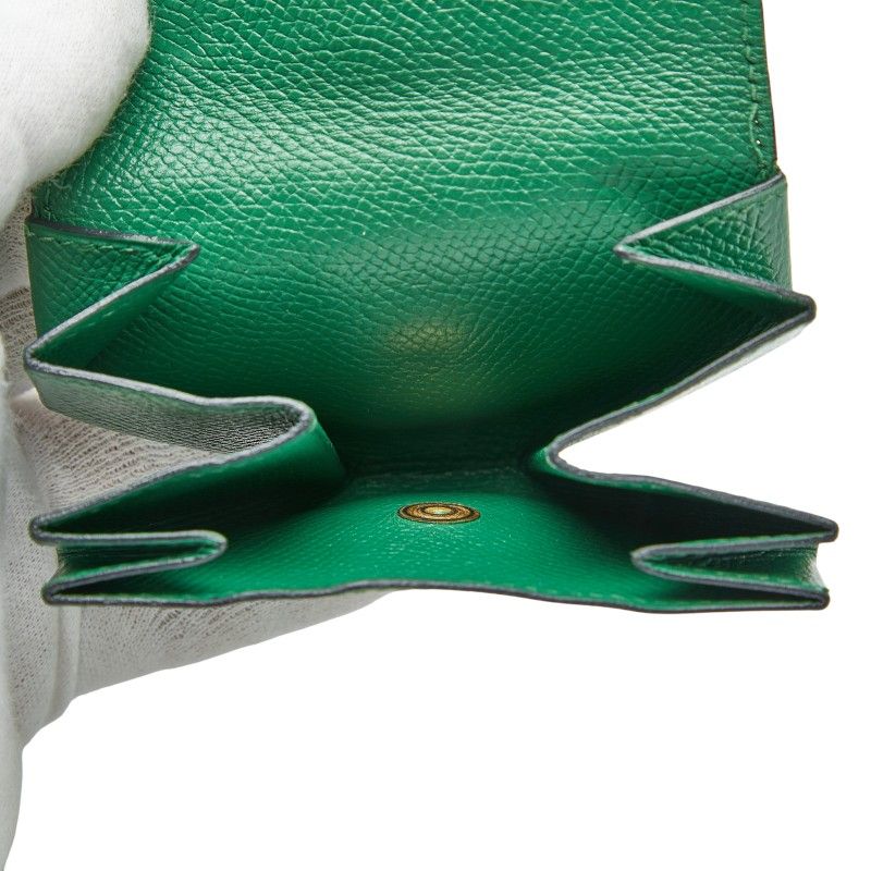 Hermes Levain Quatre Coin Purse Green Leather