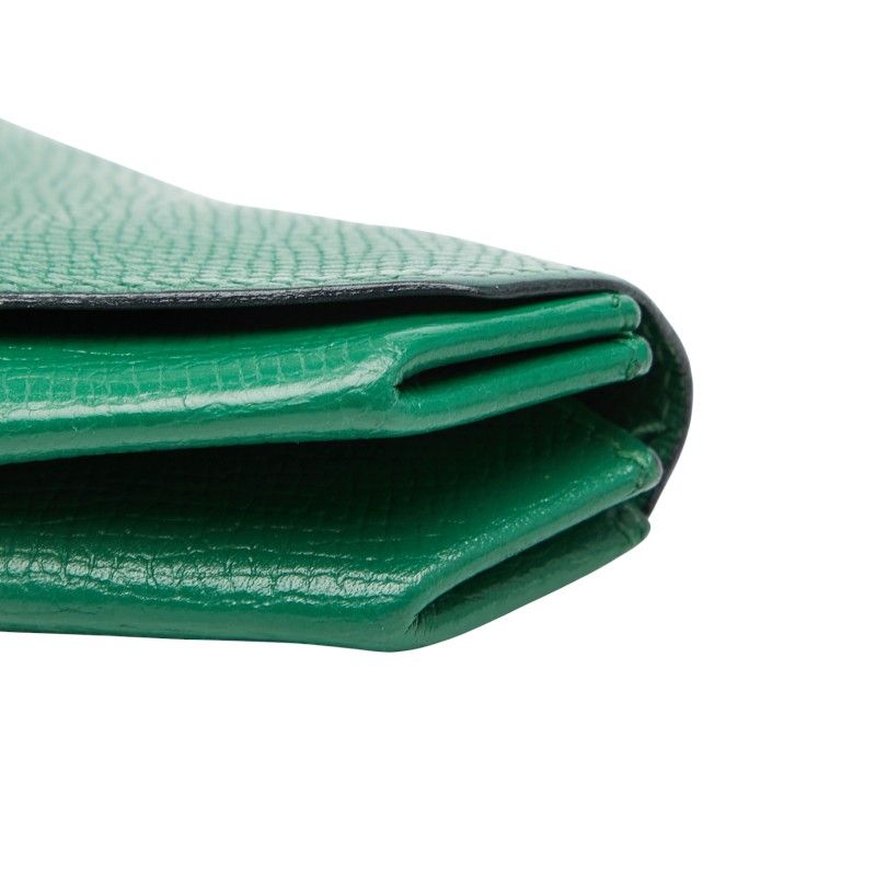 Hermes Levain Quatre Coin Purse Green Leather