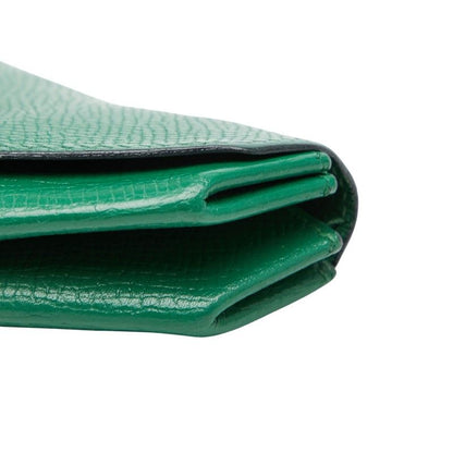 Hermes Levain Quatre Coin Purse Green Leather