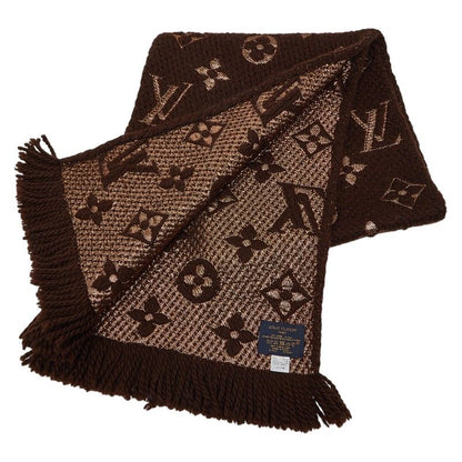 Louis Vuitton Logomania Scarf Shine Brown Wool Silk