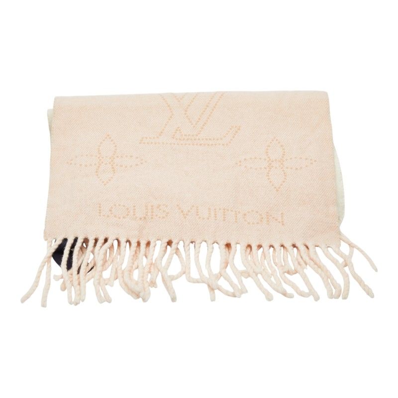 Louis Vuitton Echarpe Flight Mode Mahina Pink White Cashmere Wool