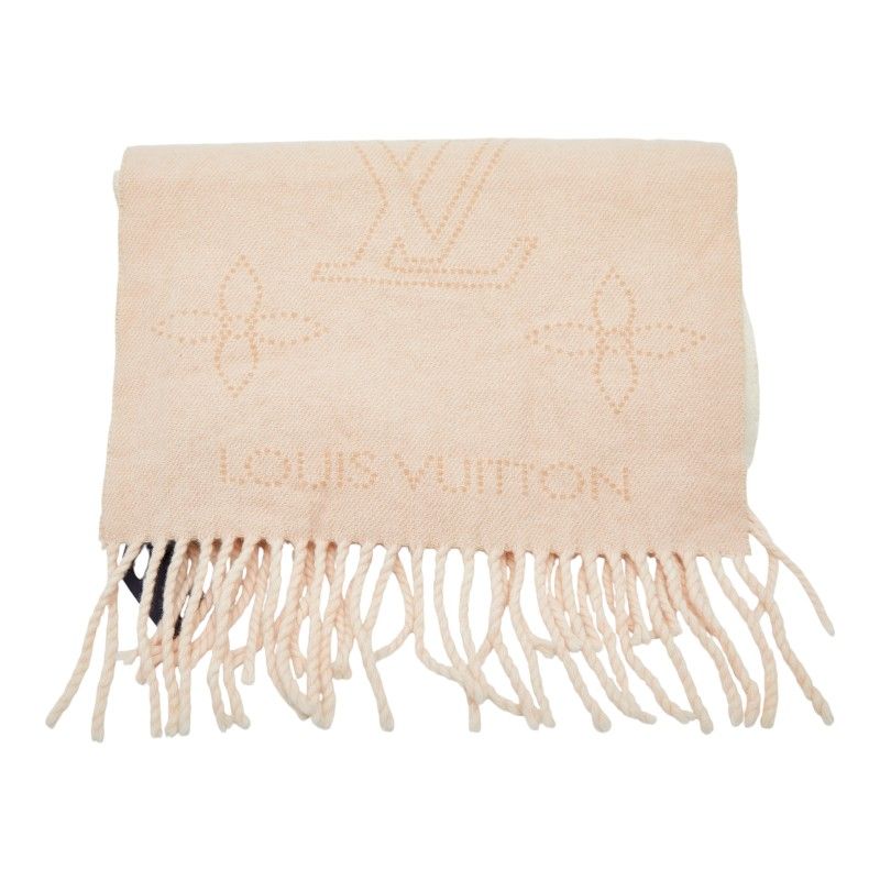 Louis Vuitton Echarpe Flight Mode Mahina Pink White Cashmere Wool