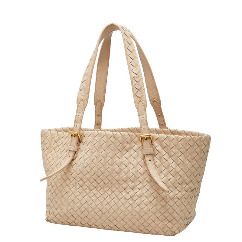 Bottega Veneta Intrecciato Tote Pink Beige Leather