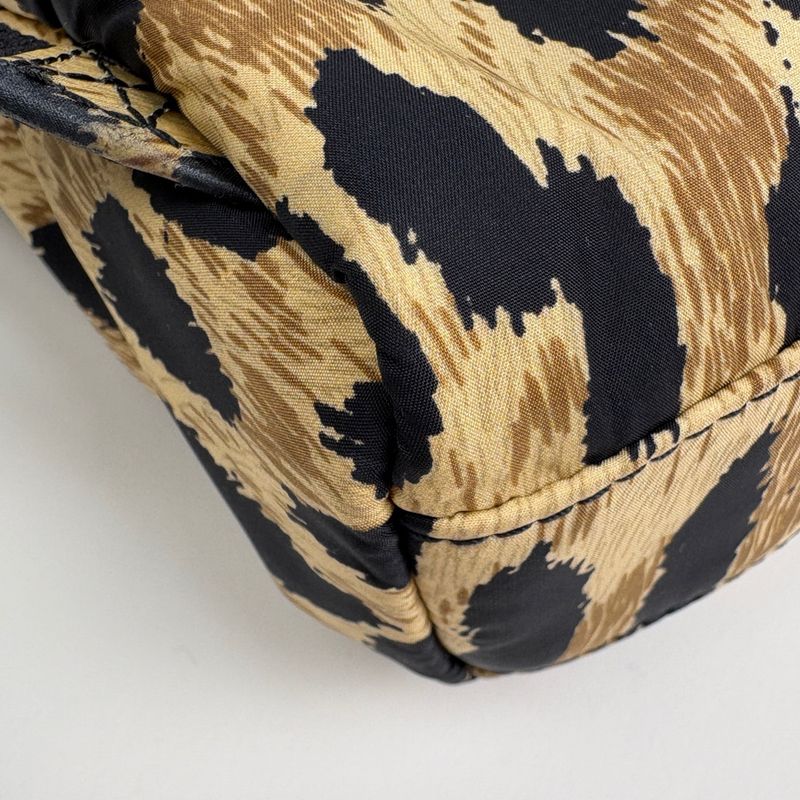 Balenciaga Logo Backpack Mini Backpack Leopard Print Nylon Brown