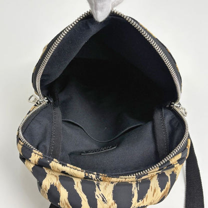 Balenciaga Logo Backpack Mini Backpack Leopard Print Nylon Brown