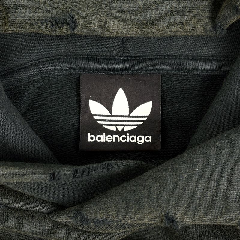 Balenciaga Pullover Hoodie Adidas Collaboration Adidas Large Fit Khaki