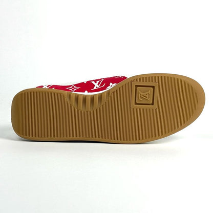 Louis Vuitton Logo Sneakers Monogram Supreme Shoes Sneakers Leather White Red