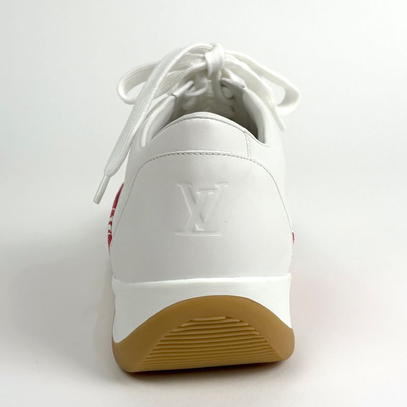 Louis Vuitton Logo Sneakers Monogram Supreme Shoes Sneakers Leather White Red