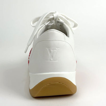 Louis Vuitton Logo Sneakers Monogram Supreme Shoes Sneakers Leather White Red