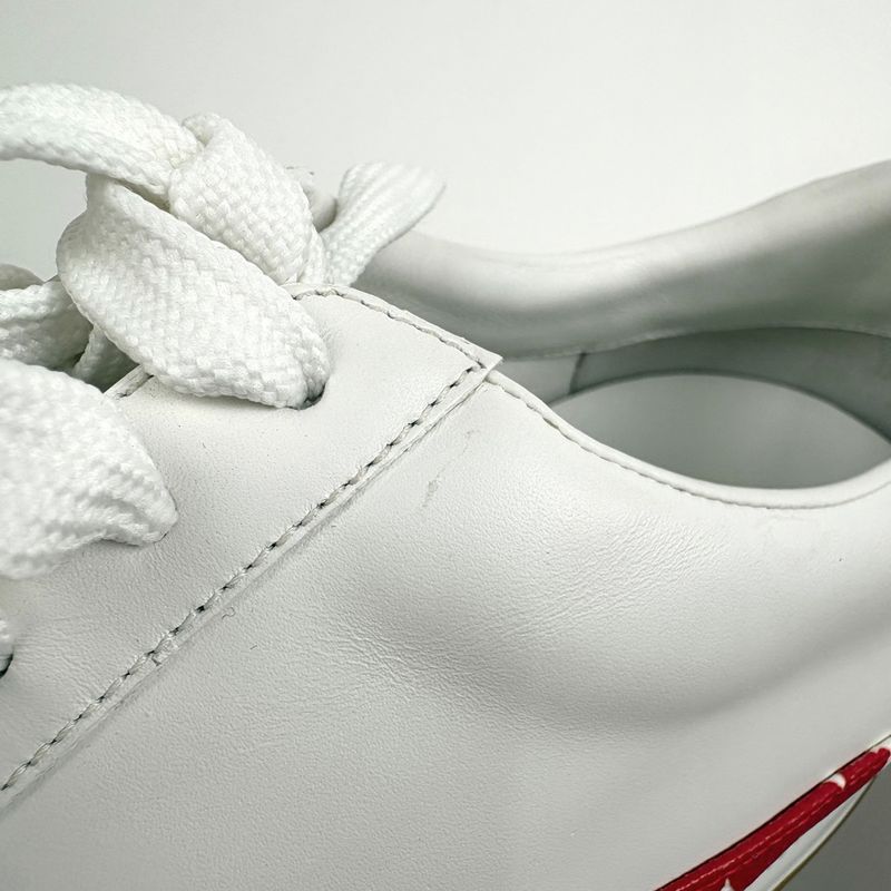 Louis Vuitton Logo Sneakers Monogram Supreme Shoes Sneakers Leather White Red