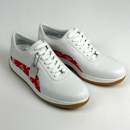 Louis Vuitton Logo Sneakers Monogram Supreme Shoes Sneakers Leather White Red