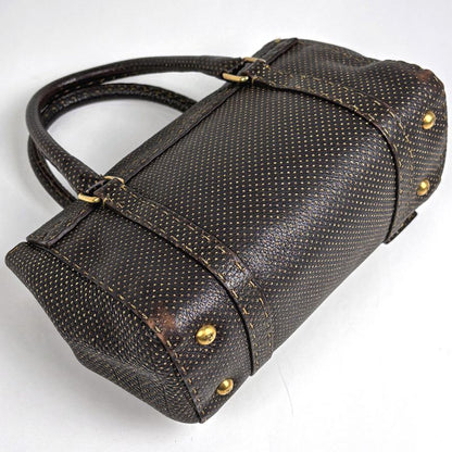 Fendi Selleria Mini Linda Handbag Stitch Leather Brown