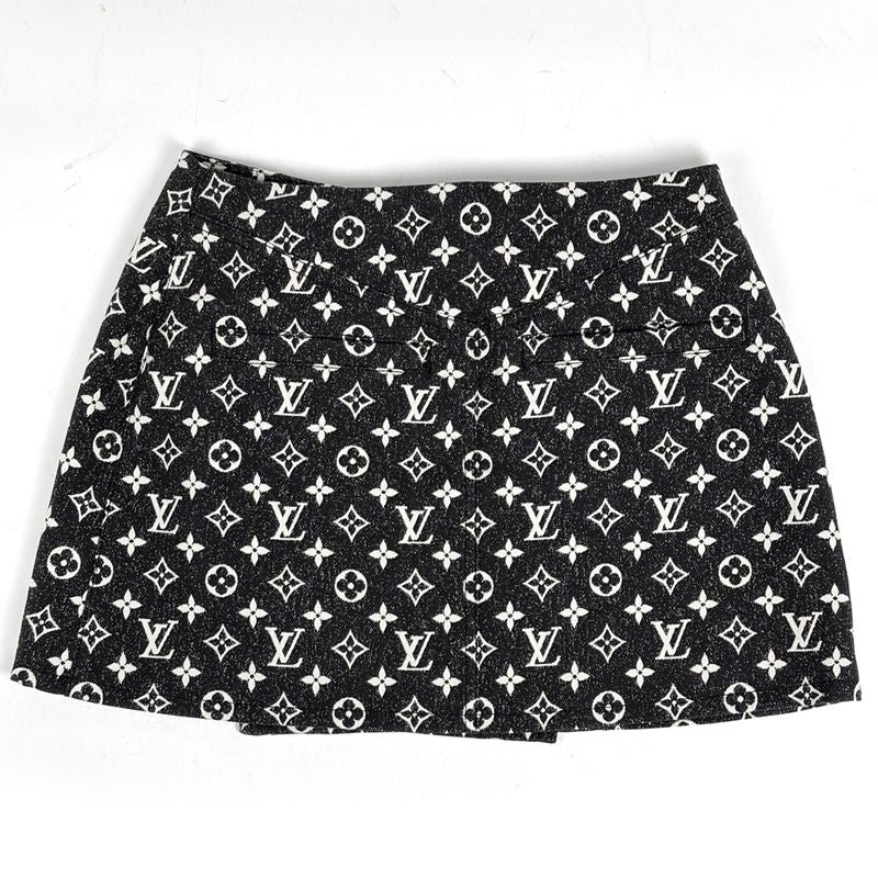 Louis Vuitton Monogram Denim Skirt Mini Wrap Black