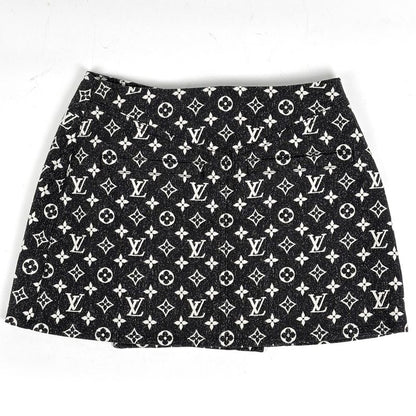 Louis Vuitton Monogram Denim Skirt Mini Wrap Black