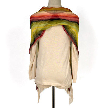Hermes Shawl Silk Cardigan Fringe Lightweight Logo Button Top