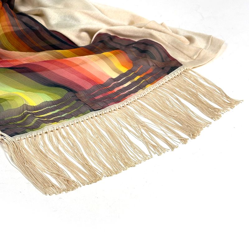 Hermes Shawl Silk Cardigan Fringe Lightweight Logo Button Top