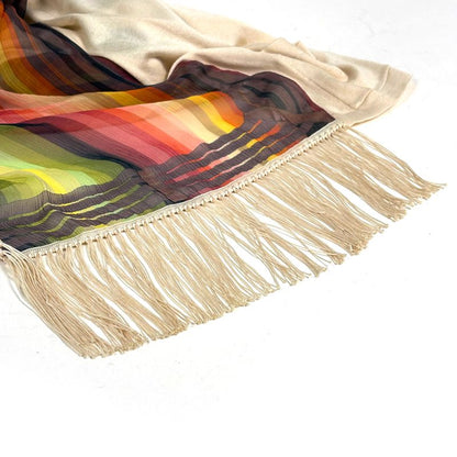 Hermes Shawl Silk Cardigan Fringe Lightweight Logo Button Top