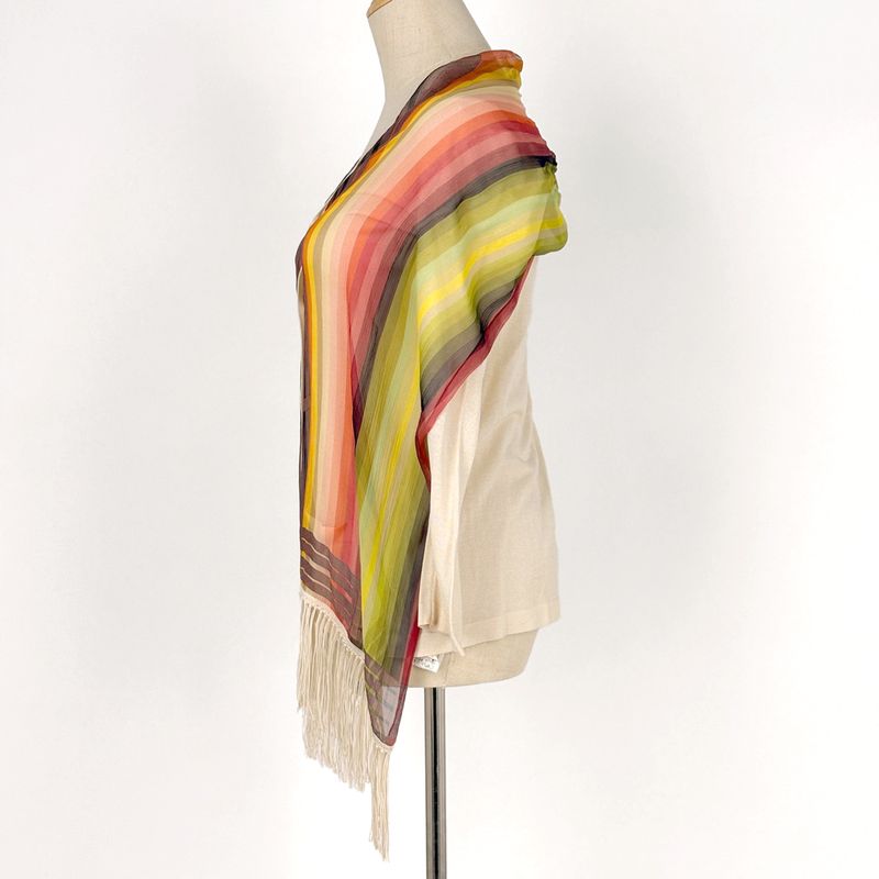 Hermes Shawl Silk Cardigan Fringe Lightweight Logo Button Top