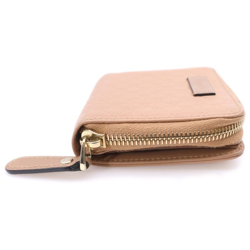 Gucci Micro Guccissima Bifold Wallet Compact Wallet Coin Case Beige Leather