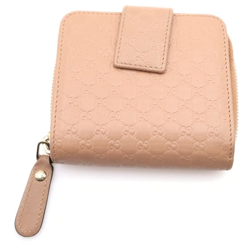 Gucci Micro Guccissima Bifold Wallet Compact Wallet Coin Case Beige Leather