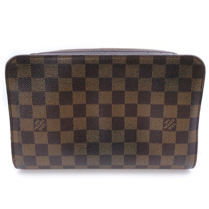 Louis Vuitton Damier Saint Second Case Pouch Brown Leather
