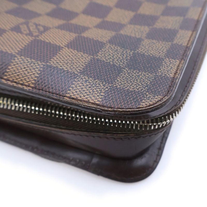 Louis Vuitton Damier Saint Second Case Pouch Brown Leather