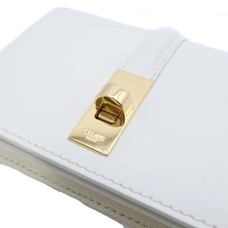 Celine Small Trifold Card Case White