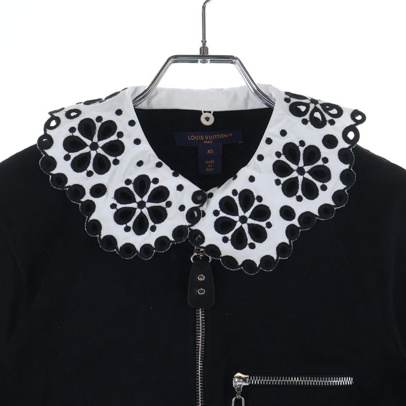 Louis Vuitton Broiled Color Zip Up Knit Dress Short Sleeve