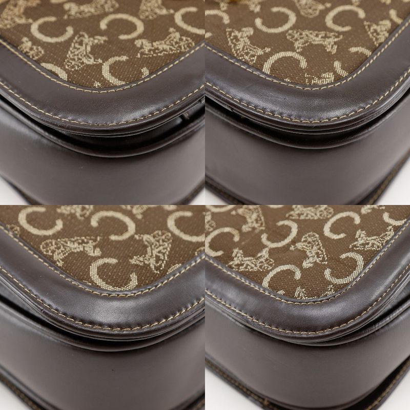 Celine Vintage Canvas Calf Brown Handbag