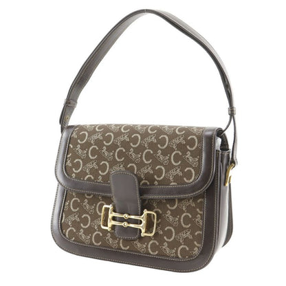Celine Vintage Canvas Calf Brown Handbag