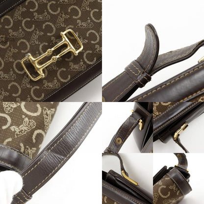 Celine Vintage Canvas Calf Brown Handbag