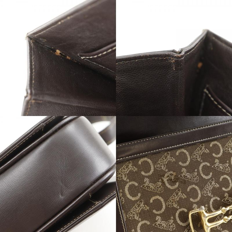 Celine Vintage Canvas Calf Brown Handbag