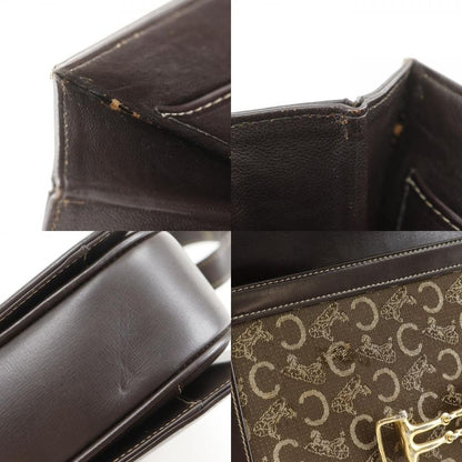 Celine Vintage Canvas Calf Brown Handbag