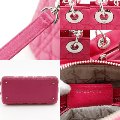 Dior Christian Cannage 2-Way Shoulder Leather Fuchsia
