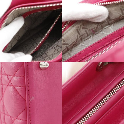 Dior Christian Cannage 2-Way Shoulder Leather Fuchsia