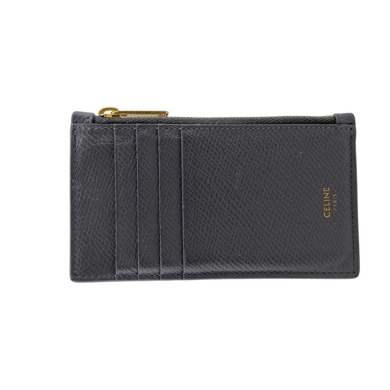 Celine Fragment Case Zipped Compact Card Holder Gray