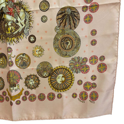 Hermes Carre 90 le Roy Soleil Sun King Scarf Pink