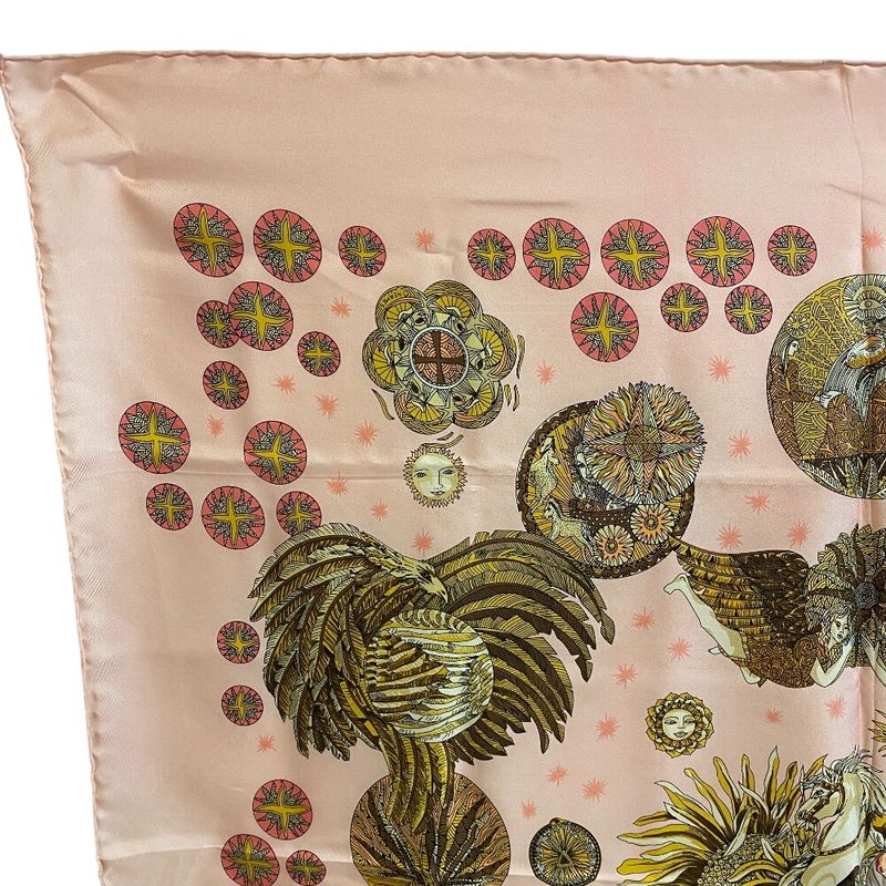 Hermes Carre 90 le Roy Soleil Sun King Scarf Pink