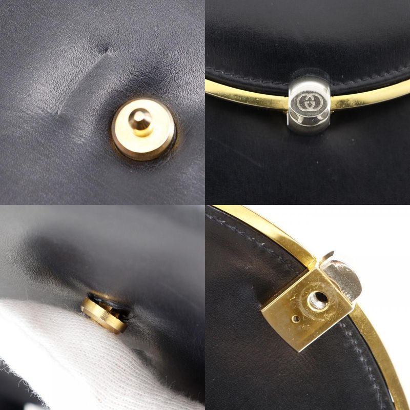 Gucci Vintage 2-Way Clutch Calf Black Shoulder Bag
